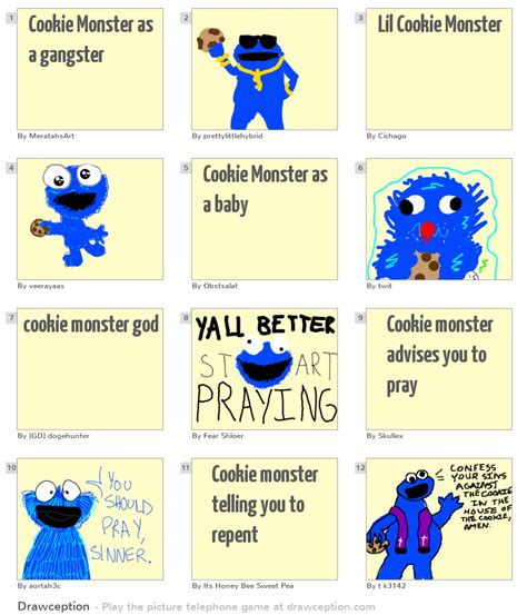 Cookie Monster As A Gangster Drawception