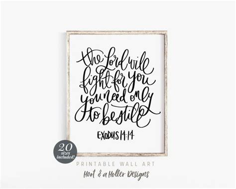 The Lord Will Fight For You Be Still Printable Wall Art Scripture