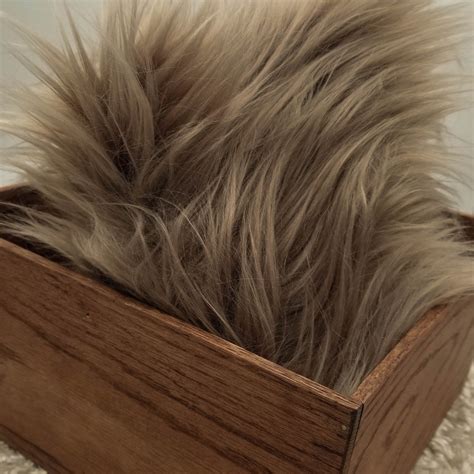 Tan Gray Extra Long Pile Mongolian Faux Fur Newborn Props Stuffer Faux