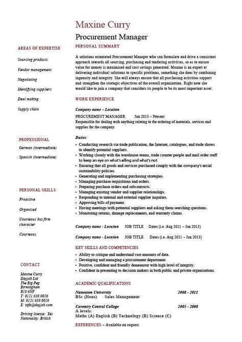 Purchasing executive tasks and skills. Procurement manager CV template, job description, sample ...