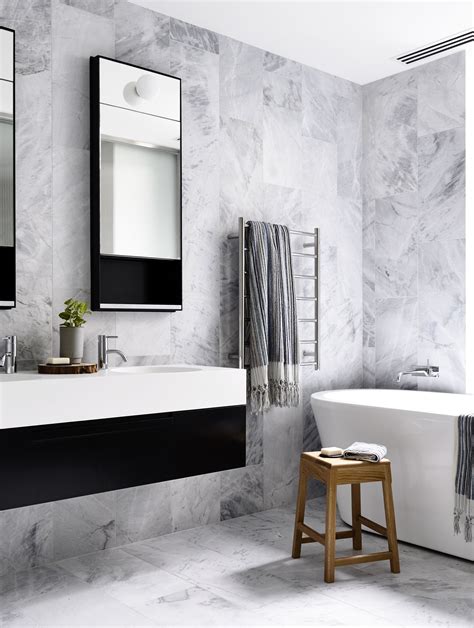 Make it sleek and modern or warm and traditional. BROOKVILLE APARTMENT | White bathroom decor, White marble ...