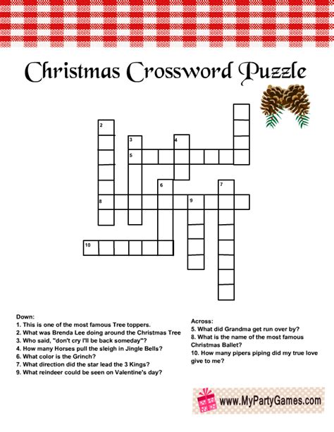 Free Printable Christmas Crossword Puzzle Printable World Holiday