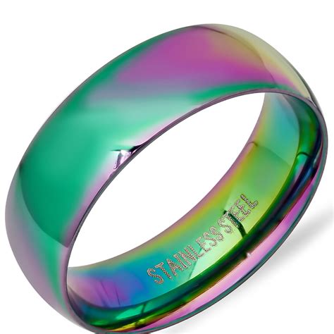 Stainless Steel Band Ring Multicolor Size 6 Hmy Jewelry Touch