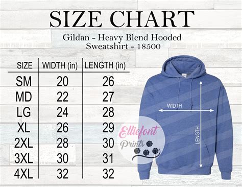 Gildan 18500 Size Chart Gildan Sweatshirt G185 Size Chart Wood Etsy