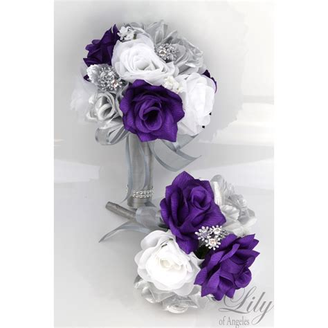 Purple Silver White Bouquets Corsages Boutonnieres