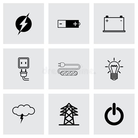Electricity Icons Stock Vector Illustration Of Power 32966621