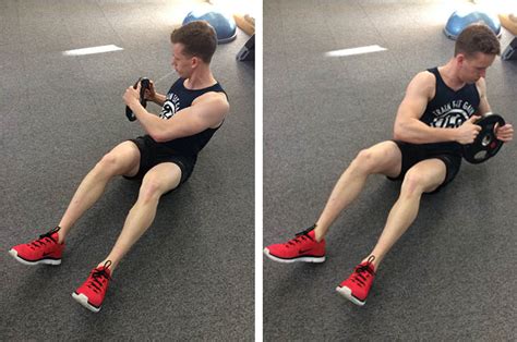 Ok, now i am going to demonstrate how to do a russian twist. Weighted Russian Twist Exercise Guide - TrainEatGain.com