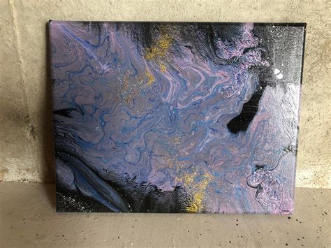 Wall Decor Purple Galaxy Abstract Painting Acrylic Pour Fluid Art