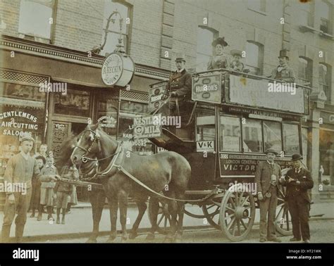 Horse Drawn Omnibus And Passengers London 1900 Artist Unknown Stock