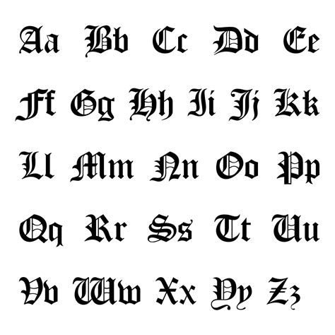 Old English Alphabet Letters A Z Old English Alphabet Lettering