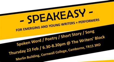 Emerging And Young Writers Speakeasy The Writers Block