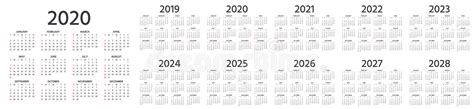 2020 Calendar Year Vector Illustration Template Planner Stock Vector