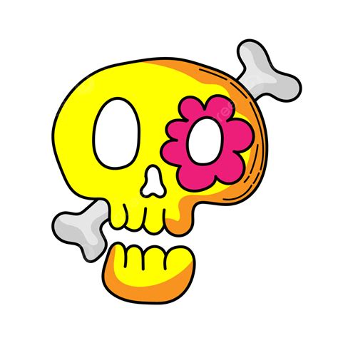 Cartoon Skull Bones With Flowers In The Eyes Skull Cartoon Bone Png And Vector With