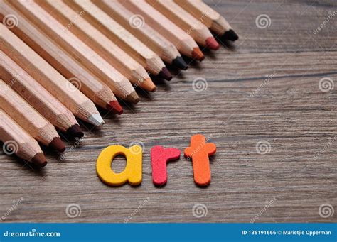 A Row Of Pencils With The Word Art Stock Photo Image Of Pastel Color
