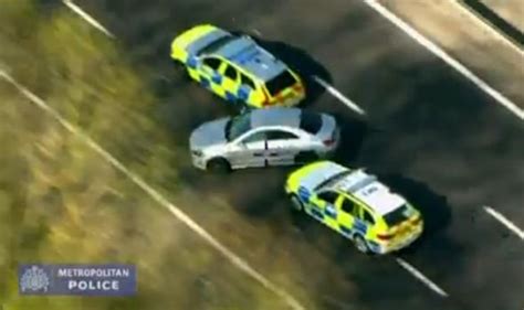 dash cam footage shows metropolitan police cars crash into offender in wild m11 car chase