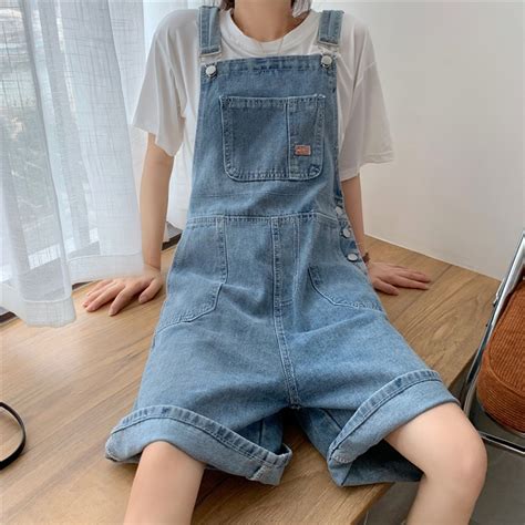 summer denim overalls baggy overall shorts wide leg jean etsy canada jeans for short women