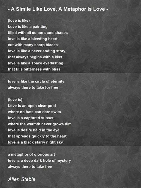 A Simile Like Love A Metaphor Is Love Poem By Allen Steble Poem