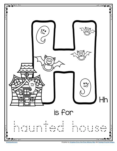 Halloween Letter H Is For Haunted House Trace And Color Alphabet
