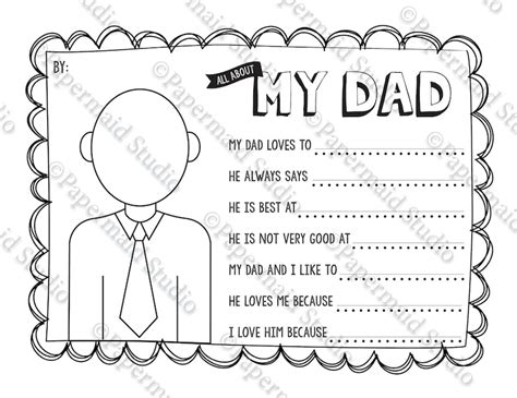 Printable All About My Dad Fathers Day Card Fathers Day Etsy