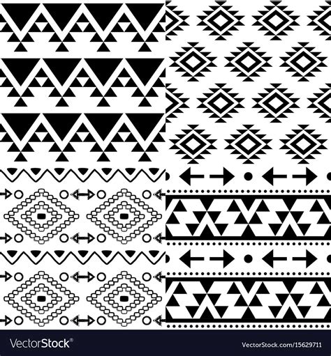 Aztec Pattern Set Tribal Background Royalty Free Vector