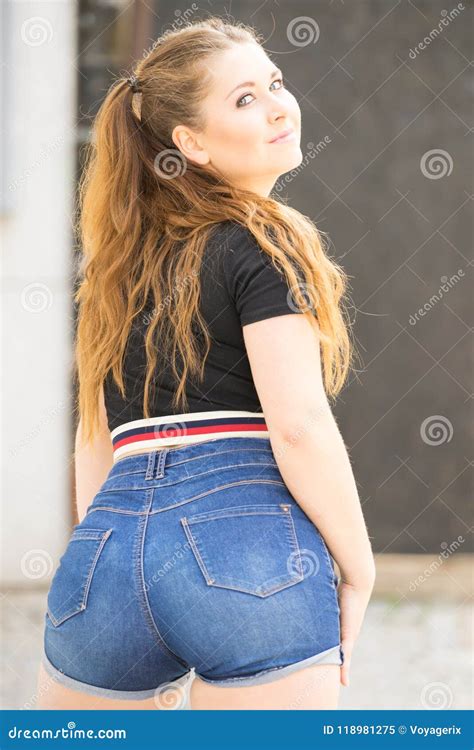 Behind View Of Teenager Girl Stock Image Image Of Bottom Jeans