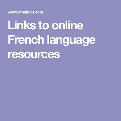 Links To Online French Language Resources Language Resources French