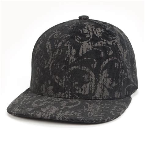 Unisex Black Cirrus Print Corduroy Hip Hop Snapback Hat Adjustable