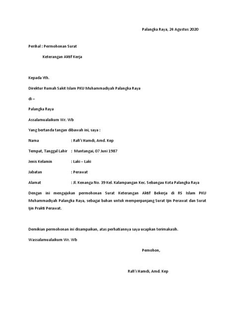 Surat Aktif Kerja Pdf