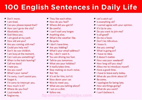 English Sentences Used In Daily Life Spoken English Tips