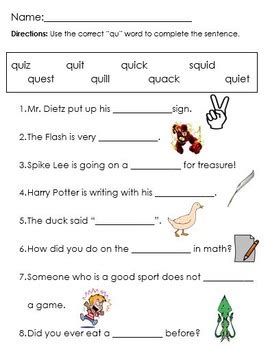 Phonics Worksheet Qu Words By Mr Superman Babe Store TPT