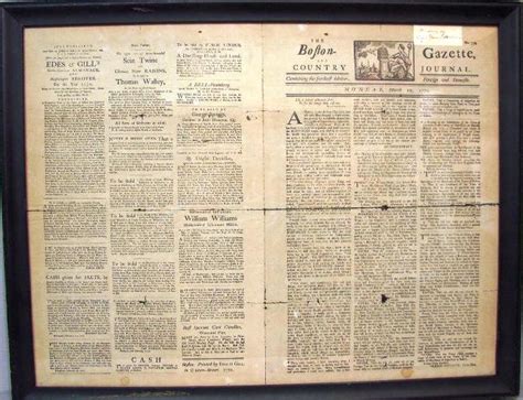 Newspaper Boston 1770 The Boston Gazette And Country Journal Boston
