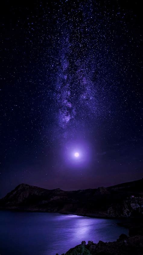 Purple Bright Star Night Scenery Scenery Wallpaper Sky Aesthetic