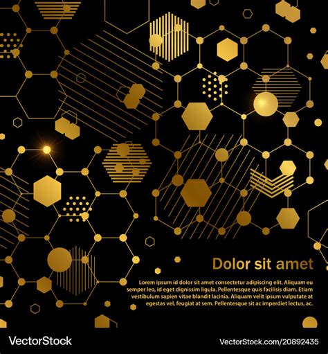 Golden Honeycomb Abstract Geometric Background Vector Image