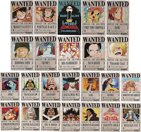 One Piece Wanted Poster Cm Cm Nieuwe Editie Zorro Luffy Miljard Set Van
