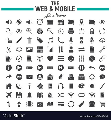 Web And Mobile Glyph Icon Set Os Interface Signs Vector Image