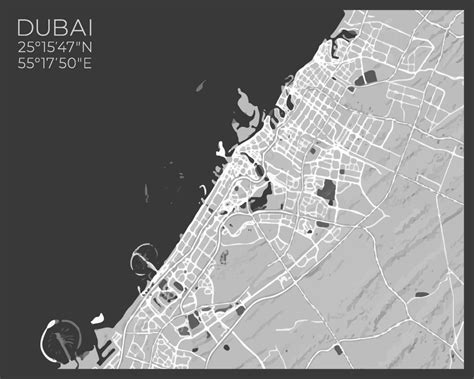 Dubai Map Abstract Monochrome Design For Interior Posters Wallpaper