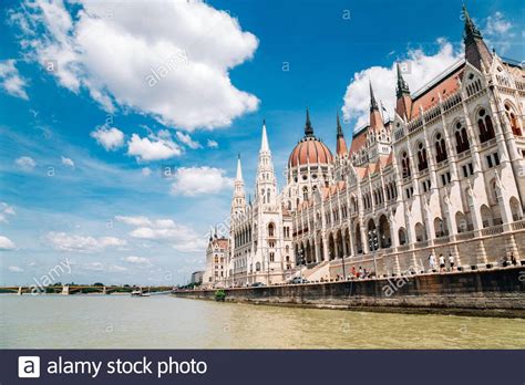 Hungarian Parliament Building With Danube River In Budapest Hungary