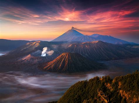 Tengger Indonesia Morning Active Volcano Bromo 1080p Java Clouds