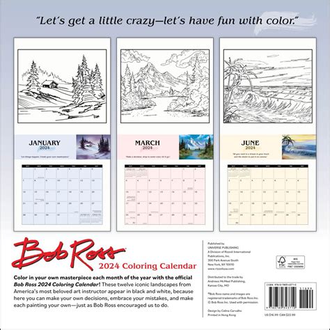 Bob Ross Coloring 2024 Wall Calendar