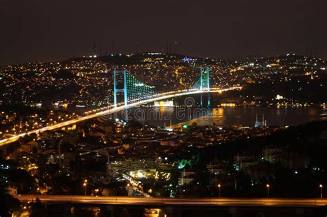 Bosphorus Bridge Istanbul At Night Stock Image Image Of Turkiye