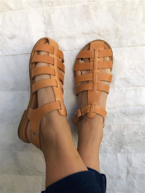 Gladiator Sandals Women Leather Sandals Greek Sandals Brown Etsy