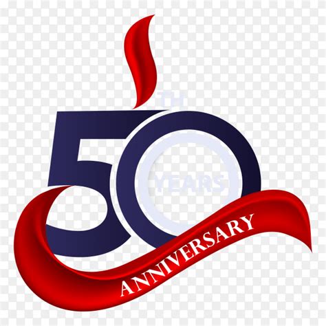 50th Anniversary Sign And Logo Celebration Symbol With Red Ribbon On
