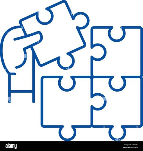 Puzzle Pieces Line Icon Concept Puzzle Pieces Flat Vector Symbol Sign