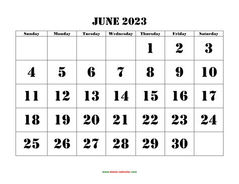 Free Download Printable June 2023 Calendar Large Font Design