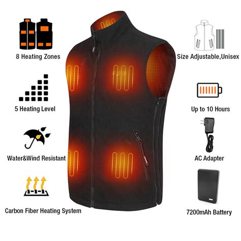 Arris Fleece Heated Vest For Men 74v Electric Warm Vest 8 Heating
