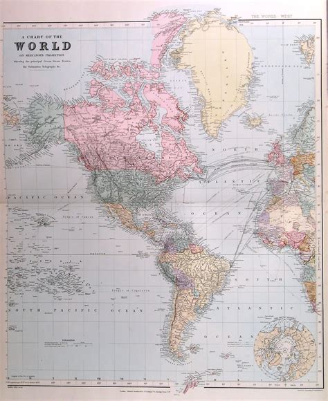 A Chart Of The World On Mercator S Projection Large World Map