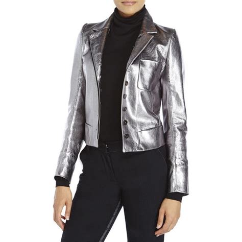 Ann Demeulemeester Silver Metallic Leather Jacket Leather Jacket