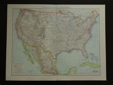 Usa Old Map Of The United States Large Original 1887 Antique Poster