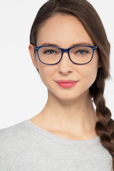 Blue Wayfarer Prescription Eyeglasses Medium Full Rim Acetate Eyewear Grid Eyebuydirect Blue