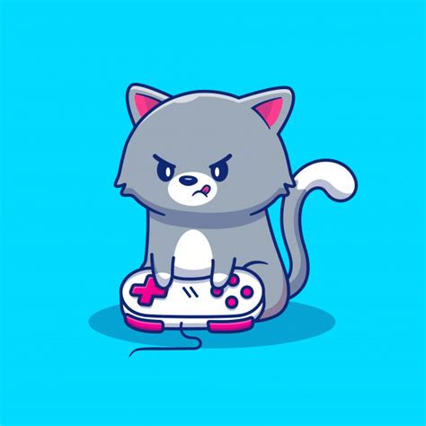 Cat Gaming Icon Illustration Bonito Conceito De ícone De Jogo Animal